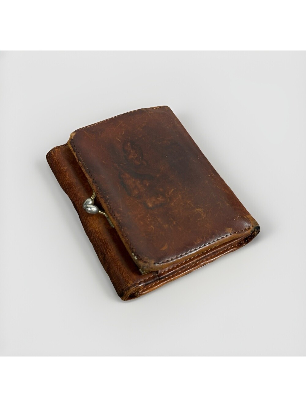 Coach Vintage Continental Leather Wallet Trifold Framed Kisslock British Tan